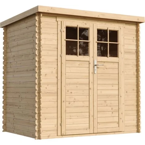 TIMBELA M311F Casetta da Giardino in Legno per Esterni con porta con serratura di alta qualità - H200 x 204 x 142 cm - Rimessa Attrezzi, Deposito Bici