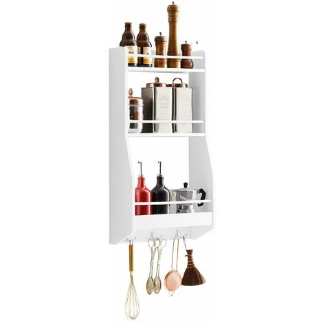 SoBuy Mensola da parete Mensola salvaspazio da cucina 38x17x75cm Bianco KCR12-W