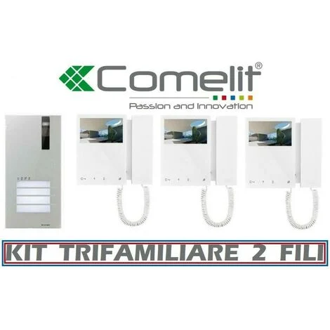 Kit videocitofono trifamiliare 3 famiglie comelit 2 fili 8461m