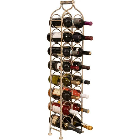 Porta bottiglie vino in ferro battuto Cantinetta Porta spumante 105x25 cm Espositore Porta vino da terra 16 bottiglie Enoteca