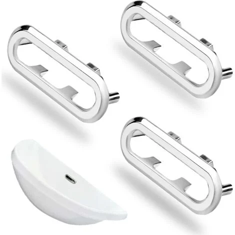 Anello di troppopieno per lavabo in 3 pezzi, anello di chiusura per troppopieno, finitura per lavabo con foro rettangolare, anello di troppopieno per lavabo, copertura per troppopieno, tappo di troppo