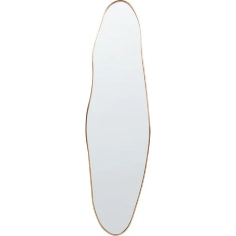 Specchio moderno a parete con cornice in metallo e alluminio di forma irregolare con ganci Oro Salnis