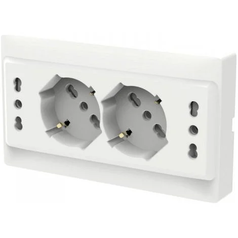 Multipresa Da Incasso Scatola 503 Bianco Lucido, 2 Prese Schuko Universale P40 + 2 Prese Bipasso Italiano 10/16A, 140X80X23mm