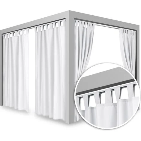 Tenda da giardino bianca impermeabile in stile bohémien per terrazze e gazebo, 150 x 200 cm, con cinghie.