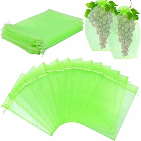 100 pezzi Sacchetti di protezione per frutta 20x30 cm, rete anti-insetti, rete di protezione per giardino, rete anti-uccelli per la protezione di frutta e piante