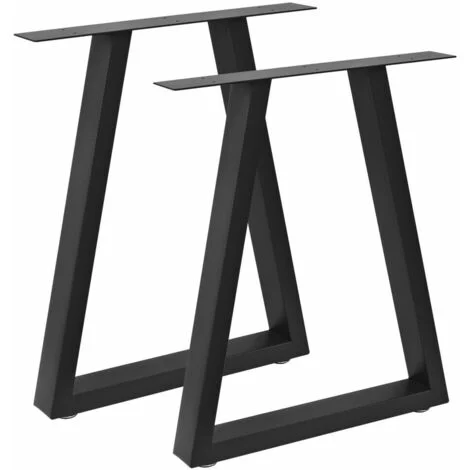 Bc-elec - HJJTS0017-B 2 gambe da tavolo in acciaio nero 60x72cm, Gambe per mobili con piedini regolabili
