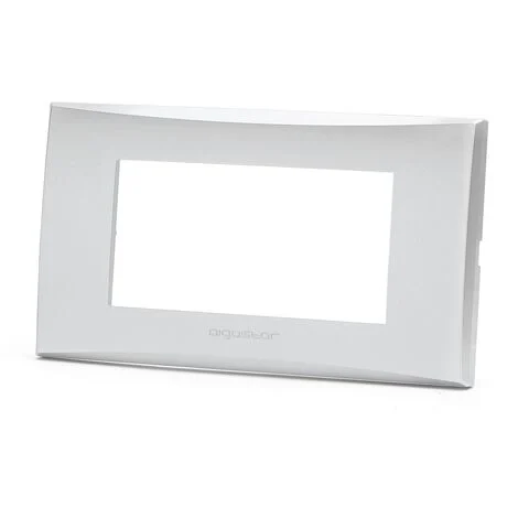 Placca 4 moduli 504 in plastica argento compatibile anche con Vimar Plana