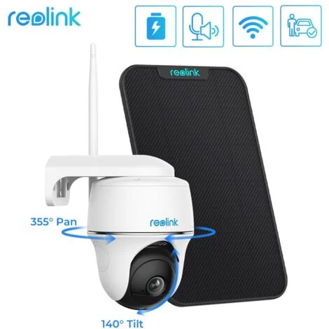 Reolink Telecamera Wi-Fi da Esterno Senza Fili Batteria, Argus PT 4 MP videocamere di sorveglianza con Pannello Solare, Cloud, 360° PTZ, Visione Notturna 2K, Rilevamento Uomo/Auto, 2 Vie Audio, Compat