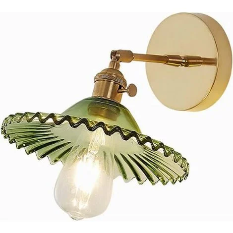Lampada da parete moderna in rame E27 Lampada da parete in vetro industriale Lampada da soffitto industriale Illuminazione da soffitto Paralume in vetro moderno (verde) Senza fonte di luce
