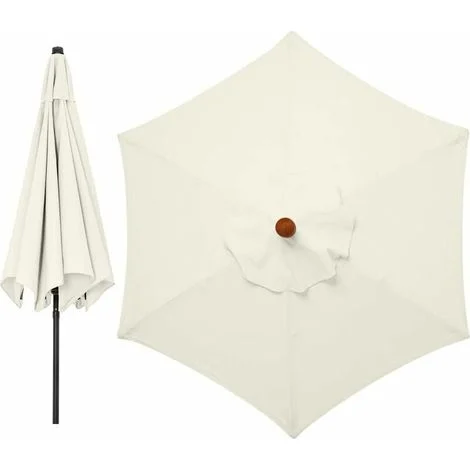 Teloni di ricambio per ombrelloni da 3 metri a 6 bracci. Telo di ricambio per tende da giardino. Telo di ricambio per ombrellone, solo tenda (bianco crema) - LIAIKI