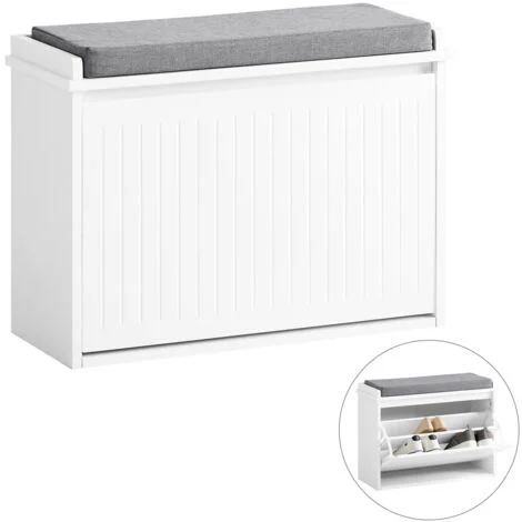 SoBuy Scarpiera con patta e cuscino per scarpe, 62x46x26 cm colore bianco FSR98-W