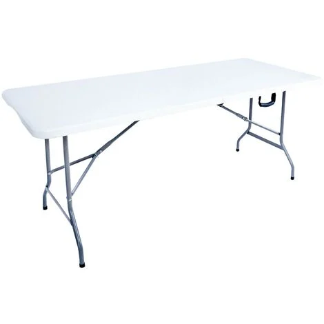 Rebecca Mobili Tavolo Pieghevole Bianco Hdpe Acciaio Campeggio Balcone 74x180x74