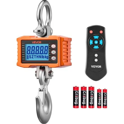 VEVOR Bilancia da Gru con Gancio Capacita Massima 2000 kg, Bilancia Industriale Sospesa per Impieghi Gravosi con Cassa in Alluminio Pressofuso e Display LCD, Divisione 500 g e Interruttore a 3 Unita