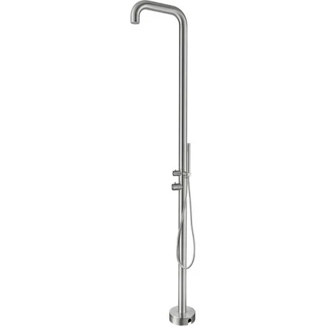 Doccia da esterno in acciaio inossidabile 316 L, acqua calda e fredda, doccetta, acciaio spazzolato (TS1013)