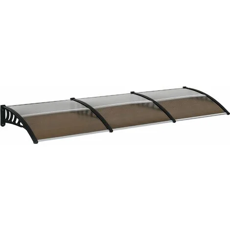 Pensilina Tettoia 300x100x26 cm in Policarbonato e Alluminio Marrone