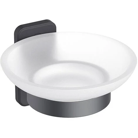 Porta sapone a muro in acciaio nero opaco e vetro satinato - Serie Blend