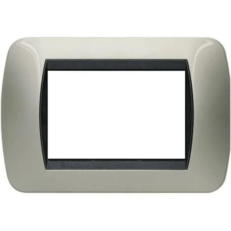 Bticino livinglight placca 3 moduli colore titanio chiaro cornice nera l4803tc