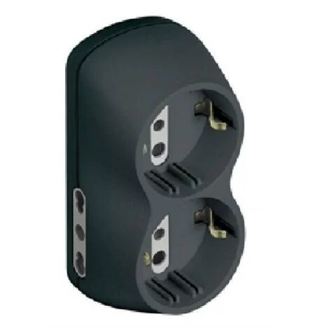 Adattatore B4 2 prese bipasso 2 presa tedesca e spina 16A antracite S3614G