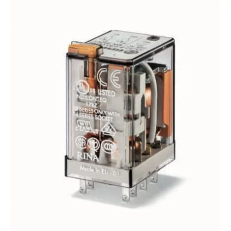 Relè Finder a zoccolo 2 scambi 10A 24VDC 553290240094