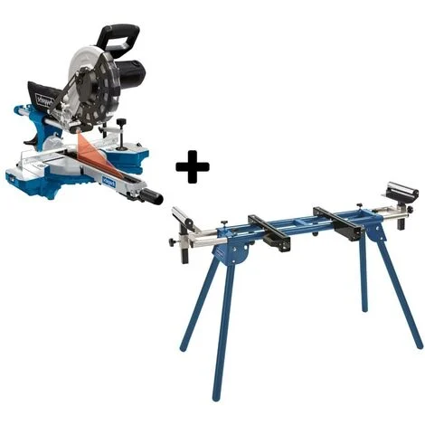 Troncatrice radiale per legno Scheppach hm254 2000w ø254 + cavalletto umf1600