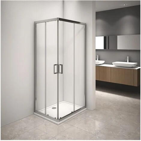 box doccia angolare in alluminio con vetro trasparente 70x90x185 cm