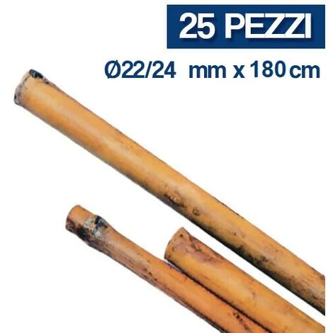 25 PZ TUTORE CANNA BAMBU BAMBOO SOSTEGNO ORTAGGI H CM 180 D MM 22/24 (17688/25)