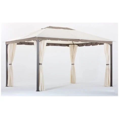 GAZEBO 3X4 FERRO ANTRACITE TELO POLIESTERE 250GR ECRU CON TENDE LATERALI
