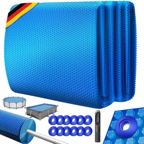 KESSER® copertura solare per piscinapellicola solare spessore 120µmpellicola solare tagliabile a misuracopertura solare per piscina pellicola solare incl. 1x foratura & 12x occhielliblu / Ø 42