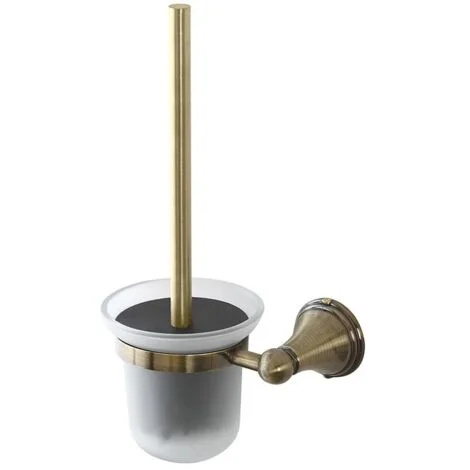 Portascopino a muro in vetro satinato e acciaio finitura bronzo kit di fissaggio incluso Iris