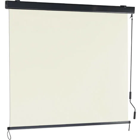 Relaxdays Tenda a Rullo per Esterni,250x160 cm, Ombreggiante, per Balcone e Terrazza, Avvolgibile con Manovella, Beige