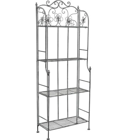 SCAFFALE PORTAVASI FLORIANCE CON 4 PIANI IN COLORE BIANCO OSSIDATO