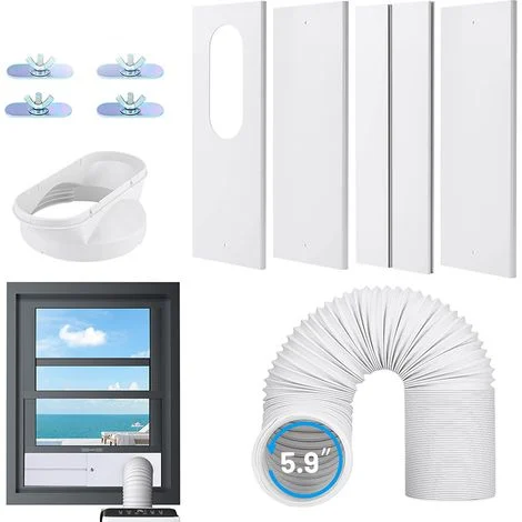 Kit piastra per finestra da 5 pezzi per condizionatore d'aria portatile con tubo di scarico per diametro 13/15 cm, kit di sfiato per finestra per condizionatore d'aria portatile, kit piastra per parab