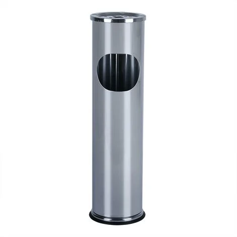 Posacenere da terra per esterno Pattumiera in acciaio inox con posacenere per esterno Pattumiera per sigarette Metallo, antiruggine, volume 8 litri, PxH 14x54 cm