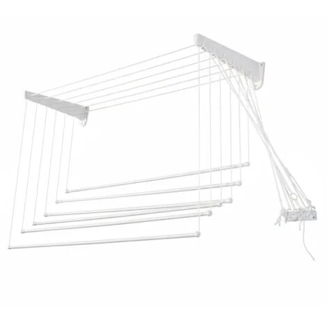Stendibiancheria Salvaspazio Saliscendi da Parete/Soffitto in Resina 140x70 cm – Max 20 Kg