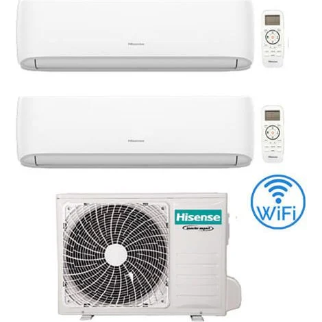 Climatizzatore Condizionatore Hisense Hi Comfort Wifi R32 Dual Split Inverter 7000 + 12000 BTU con U.E. 2AMW42U4RGC Classe A++/A+