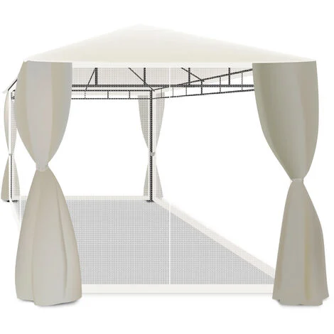 Beusi - gazebo da giardino 3x2 mt in ferro con telo di copertura in poliestere, 4 tende laterali e 4 zanzariere con cerniere e lacci.