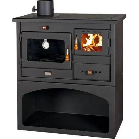 Stufa a legna con forno. Piano in ghisa. Per cucinare e riscaldare. Modello 10 Kw - Prity 1P34