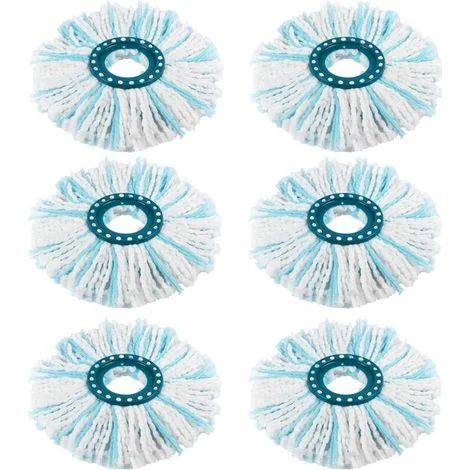 Set di 6 testine di ricambio per mocio a disco Leifheit Clean Twist Disc Mop/Clean Twist Disc Mop Ergo, mocio in microfibra per tutti i pavimenti, mocio a doppia fibra in grado di assorbire efficaceme
