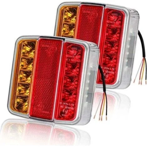 Fanali posteriori multifunzionali per rimorchio – 2 unità, 26 LED, 12V, impermeabili IP67, con luci di stop/indicatori di direzione/catarifrangenti/luce targa