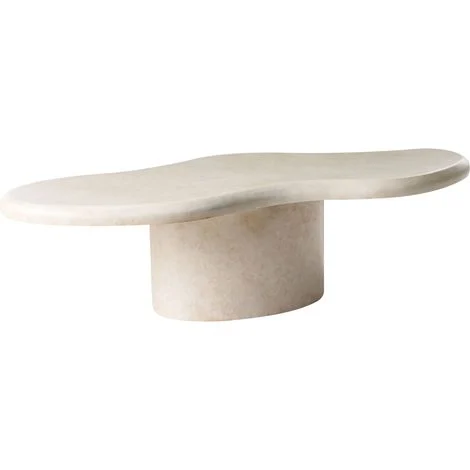 Tavolino da salotto MgO Forma irregolare Macchia Ruggine Acqua Resistente al vento 120 x 57 cm Beige Conza