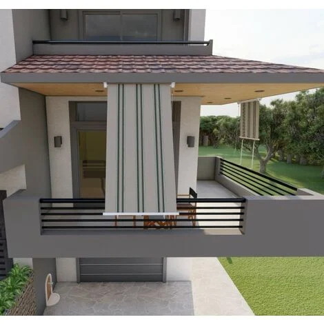 Tenda da sole a caduta con bracci per balcone terrazzo finestra 100cm Grigio Verde Golisa