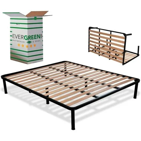 EVERGREENWEB Rete a Doghe piazza e mezzo 120x190 cm in Legno Ortopedica PIEGHEVOLE, Rinforzata con 4 Piedi Smontabili Incluse, Struttura portante Interamente in Ferro, Base da Incasso Ideale per Tutti