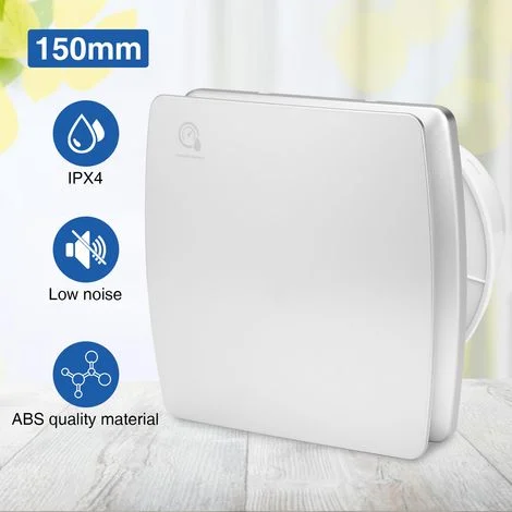 Randaco Ventilatore da 150 mm, estrattore d'aria con valvola di non ritorno, 240 m3/h, design moderno ed estetica accattivante per bagno, cucina, ufficio, WC, silenzioso, garanzia