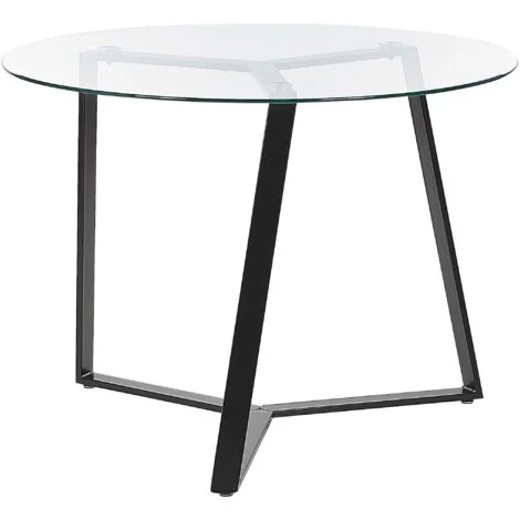 Tavolo da pranzo rotondo moderno ⌀ 100 cm 4 persone piano in vetro temperato glam nero Kebri