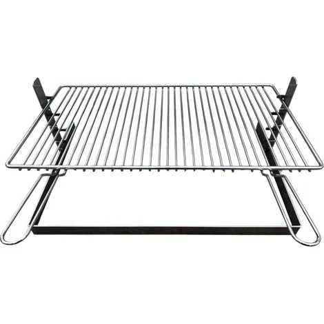 Griglia per Barbecue e Camino in Acciaio Cromato, Regolabile in Altezza, Struttura in Ferro, per Carne Pesce e Verdure 60x36 cm