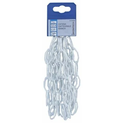Catena cattedrale pretagliata Diam. 2 mm. in acciaio bianco 2,5 mt.