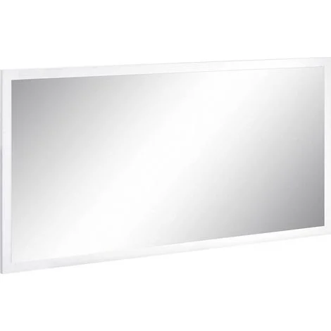 Dmora Specchiera da parete con cornice, Made in Italy, Specchio da bagno, cm 120x2h60, colore Bianco lucido, con imballo rinforzato