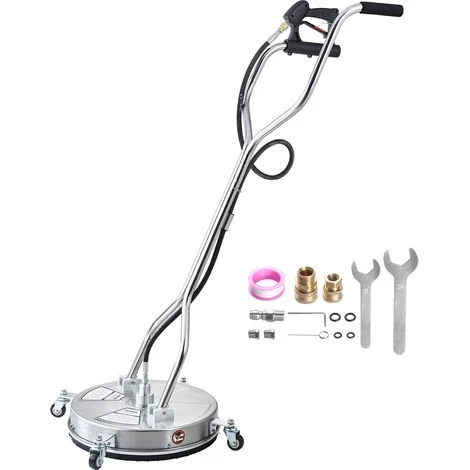 VEVOR Idropulitrice per Superfici in Acciaio Inossidabile con 4 Ruote, 275,8 bar Max, Connettore Rapido da 3/8, 2 Ugelli di Spruzzo, Doppia Impugnatura, per Cemento, Patio, Marciapiede 465 mm