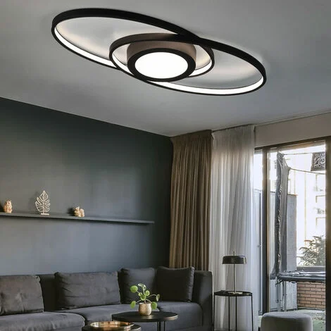 Lampada da soffitto Lampada da soffitto lampada design camera da letto, interruttore dimmer, metallo moderno nero antracite, 1x LED 28W 3400Lm 3000K, HxLxP 4x57x23 cm