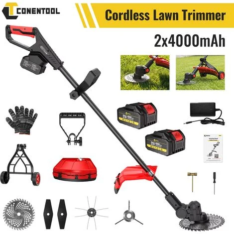 Rasaerba a batteria 4 in 1, decespugliatore senza spazzole da 25 cm, doppio interruttore di sicurezza, 20.000 giri/min, per giardino e cortile
